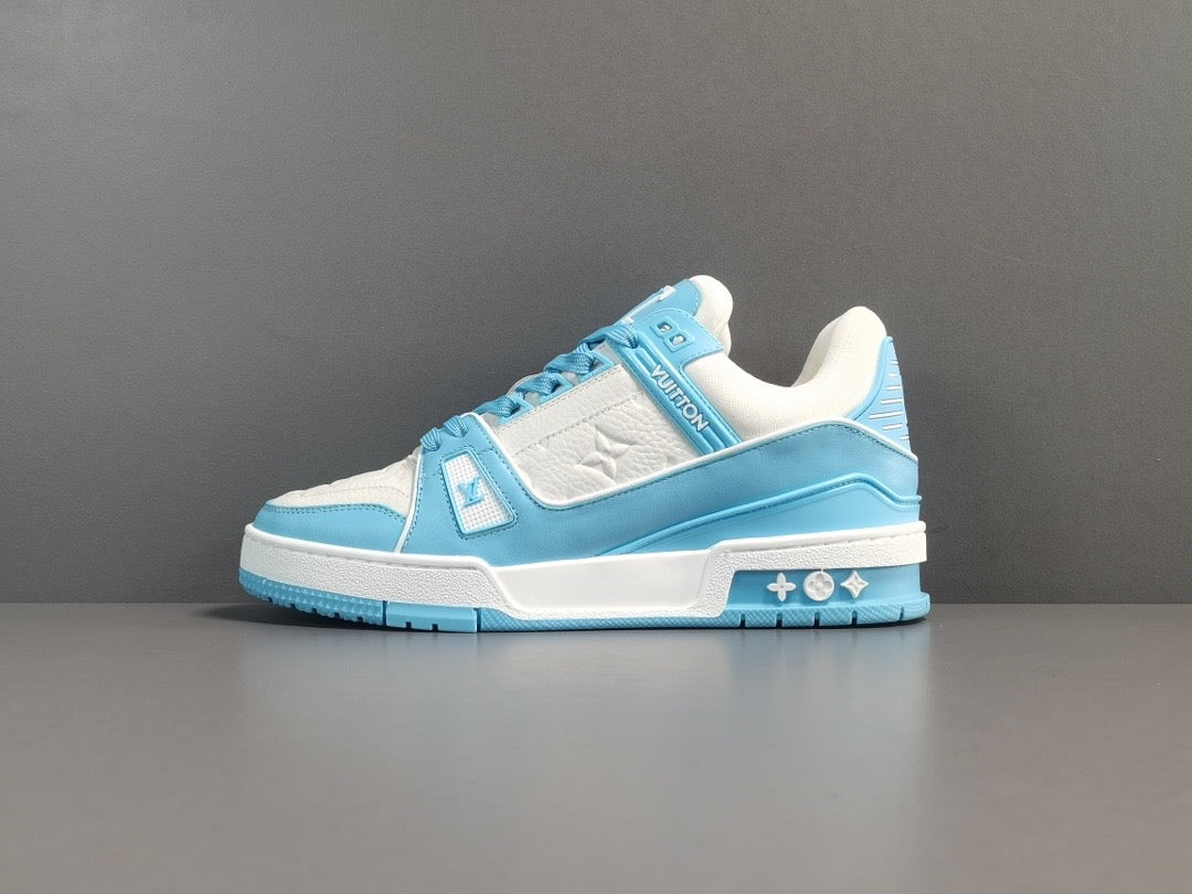 lv monogram white sky blue sneaker